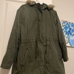 Green winter parka